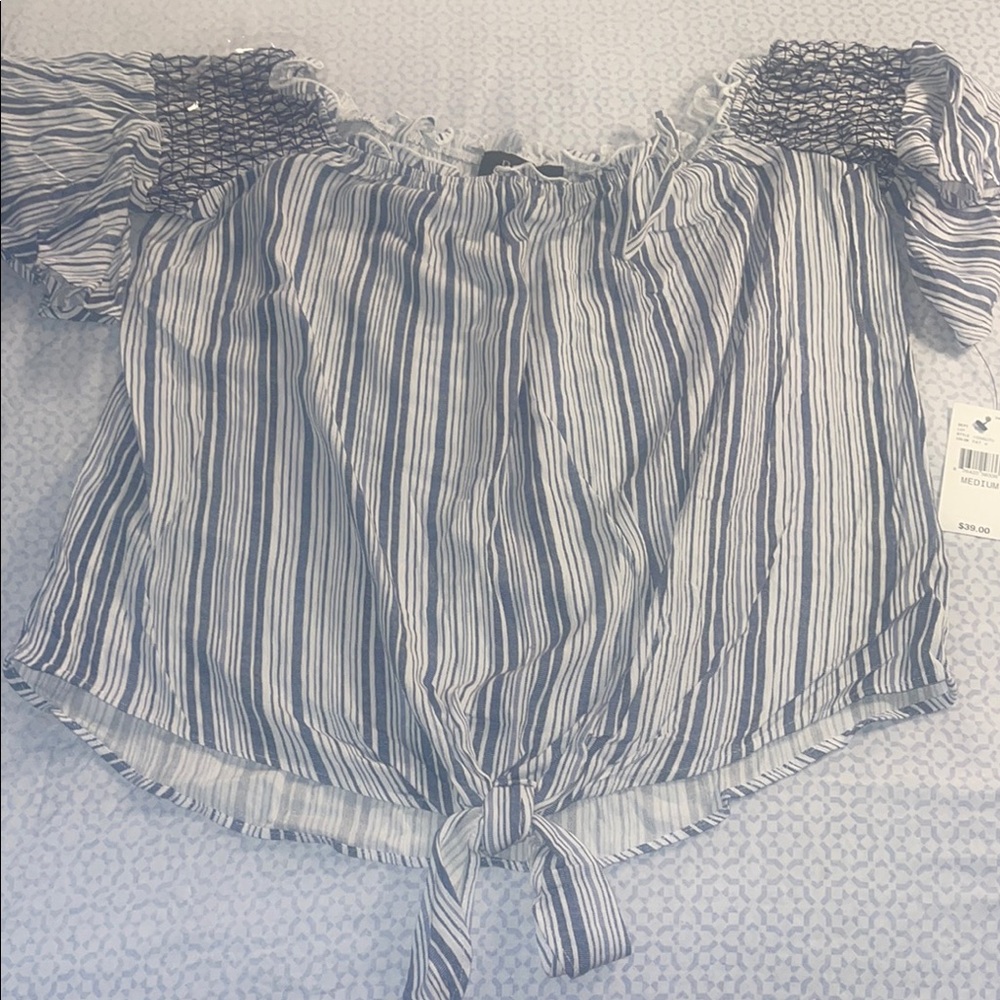 BCX Striped Off-Shoulder Top size medium